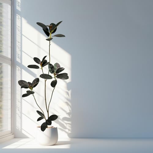 AfanD Artificial Rubber Tree 6ft Tall Indoor Plant - Realistic Faux Tree