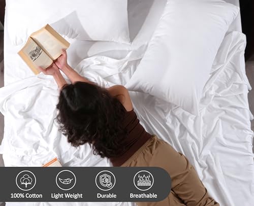 RUVANTI Full Size Cotton Percale Bed Sheet Set Bright White - 6 Piece, Deep Pocket Fitted & Pillowcases