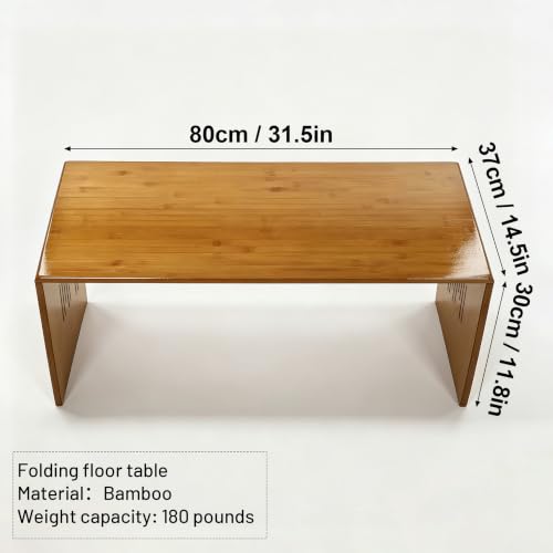 Folding Coffee Table - 80cm Small Japanese Floor Table for Living Room