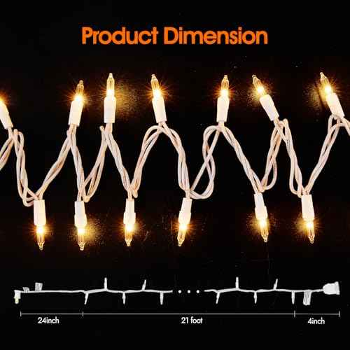 Christmas Lights,100 Count Warm White Lights with White Wire,21ft UL Certified Tree String Lights for Indoor Outdoor Christmas Decoration,Home Garden,Party Decorations