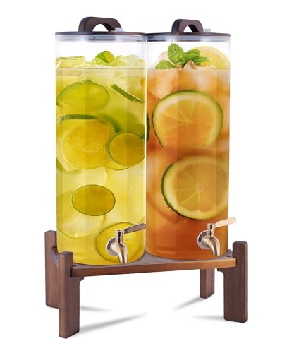 2PCS 2.2 Gallon Glass Drink Dispenser with Stand - Large Beverage Dispenser for Parties & Restaurants