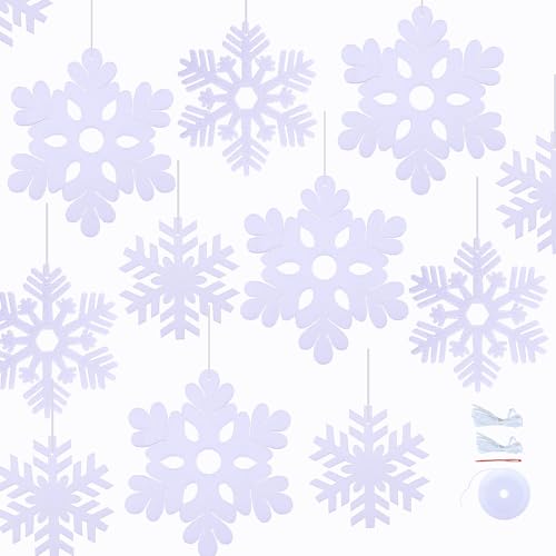 40 PCS White Snowflake Ornaments Felt Hanging Snowflakes Decorations for Outdoor Christmas Tree Winter Party Decorations