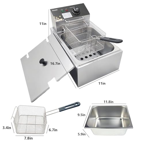 Electric Deep Fryer 10L/10.5QT Stainless Steel Commercial & Home Use with Basket & Temperature Control - Variation 81