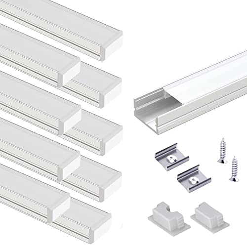 VST 10-Pack 3.3ft Aluminum LED Channel with Milky White Cover - Silver & Milky Variant