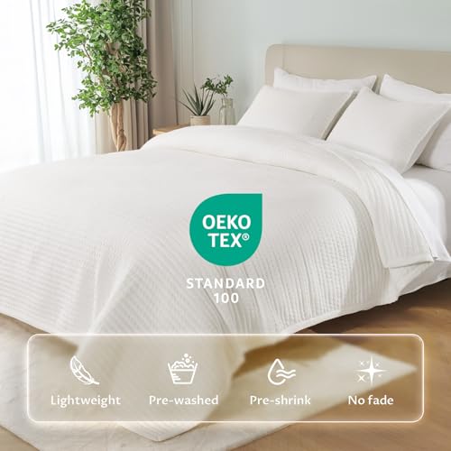 KASENTEX Oversized King Quilt Set 112x106, Soft Washed 3-Layer