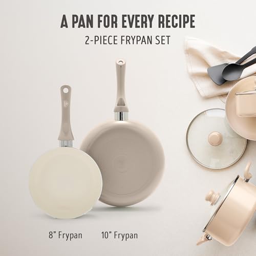 GreenLife 2-Piece Ceramic Nonstick Skillet Set (8" & 10"), Beige Taupe - Induction Compatible