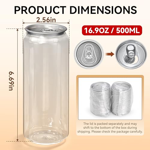 16.9oz Plastic Juice Bottles with Aluminum Lids - Pack of 100 for Smoothies & Beverages