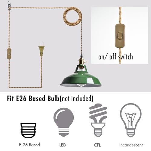 YUBOLE Modern Green Plug-in Pendant Light Macaron Kitchen Hanging