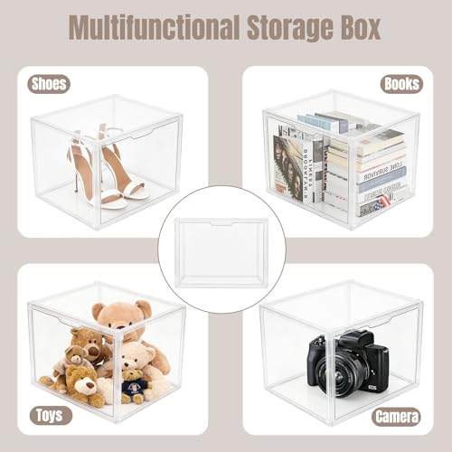 9 Pack Acrylic Purse Storage Organizer for Closet - Stackable, Clear Display Case, Magnetic Door, 14.2 x 8.7 x 10.6 Inches - Cutora