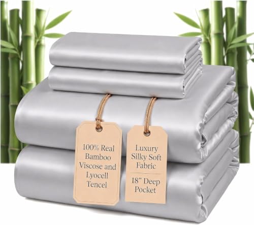 Charcoal King Size Bamboo Viscose Tencel Sheets Set - Breathable & Soft