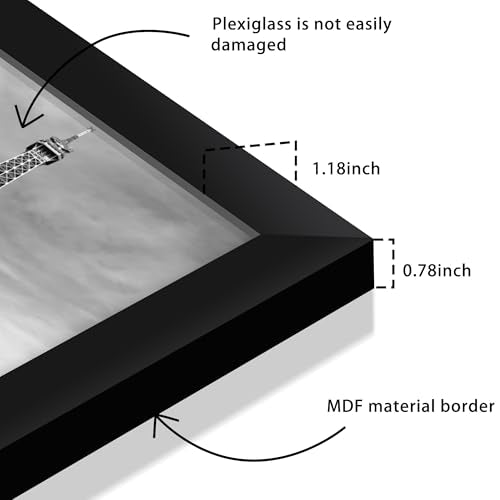 Black 24x36 Poster Frame with 20x30 Mat - Pack of 3 Wall Art Frames