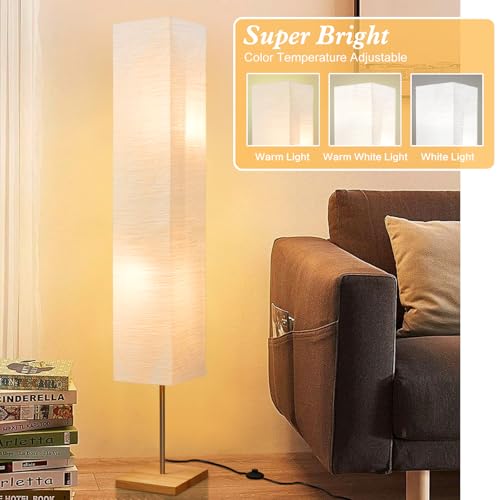 GyroVu White Paper Shade Tall Floor Lamp for Living Room & Bedroom - Adjustable Color Temperature