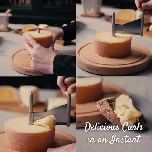 BOSKA Cheese Curler Geneva Beech - Original Cheese & Chocolate Shaver for Tête de Moine