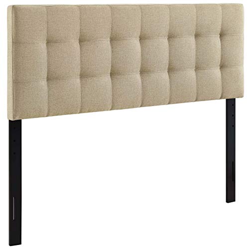 Queen Linen Tufted Upholstered Headboard - Beige, Adjustable Height