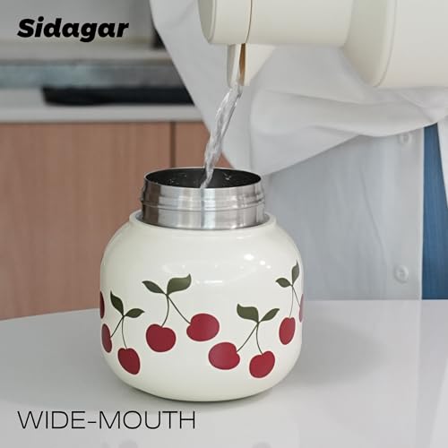 Sidagar 22 oz Insulated Stainless Steel Water Bottle - White, Cherry Design