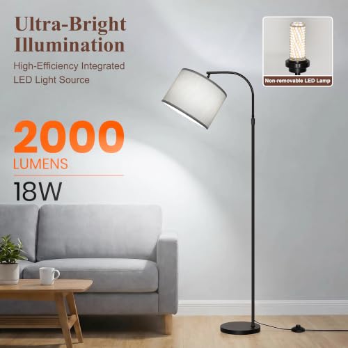 LED Floor Lamp with RGB & Adjustable Color Temperature - 65-71 Inches, Beige Flaxen Shade