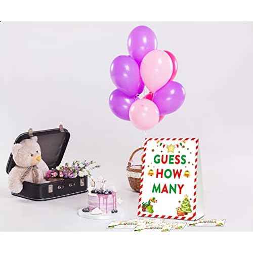 Christmas Bridal Shower Game Sign and Card, Christmas Find How Many Party Game Set, 1 Sign With 50 Find Tickets ?LK-016
