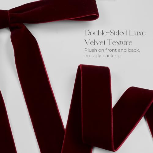 2-Pack Extra-Long Burgundy Velvet Christmas Bows 9x52in - Double-Sided, Front-Back Showpiece