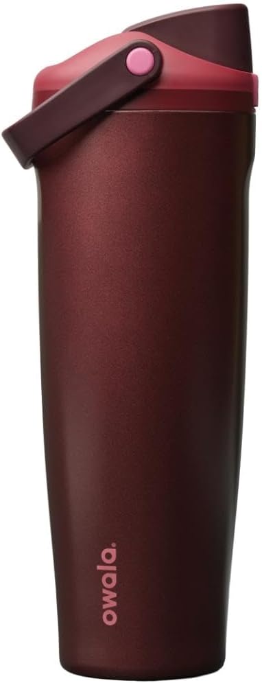 Owala FreeSip Sway Insulated Water Bottle - 40oz Stainless Steel, Two-Way Spout & Built-In Straw, Black Cherry