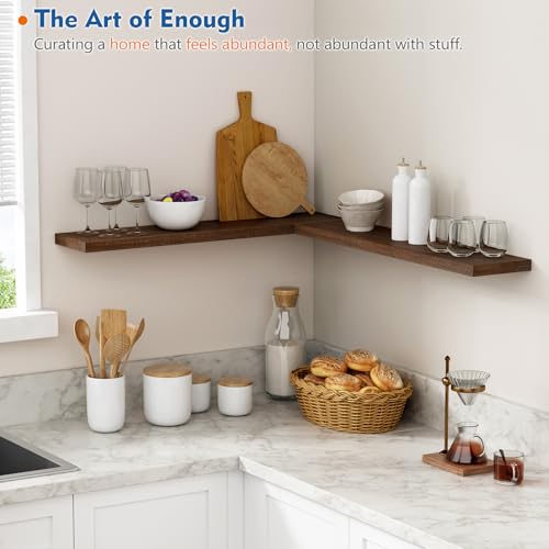 Harwaya 36-Inch Dark Walnut Floating Shelves Set of 2 - Wall Mount Storage & Decor