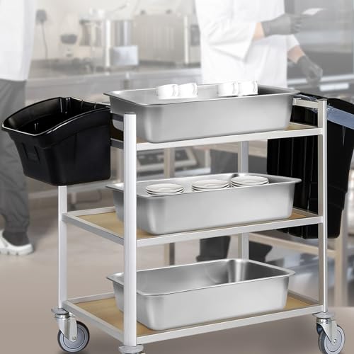 4 Pack 32L Stainless Steel Commercial Bus Tubs - Heavy Duty Food & Dishwashing