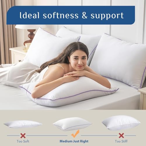 White King Size Pillow Set of 4 - Cooling Supportive Bed Pillows for All Sleep Positions
