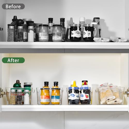 AntStep Medium Clear Plastic Storage Bins - Pantry & Home Organizer Set
