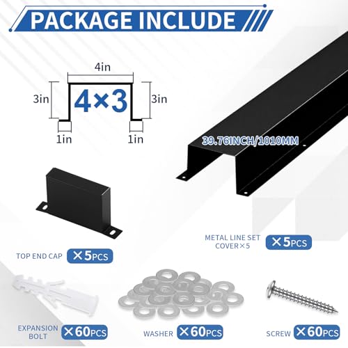 Moxweyeni Black Metal Line Set Cover Kit - 4x3 inch x 40 inches, 5 Pack for AC & Heat Pumps