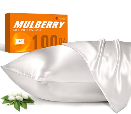 Silk Pillow Cases for Hair and Skin - 20x26 Inches Ivory White 2 Pack