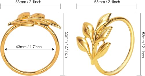 Ye Zi-Gold Leaf Napkin Rings Set of 100 for Thanksgiving & Special Events