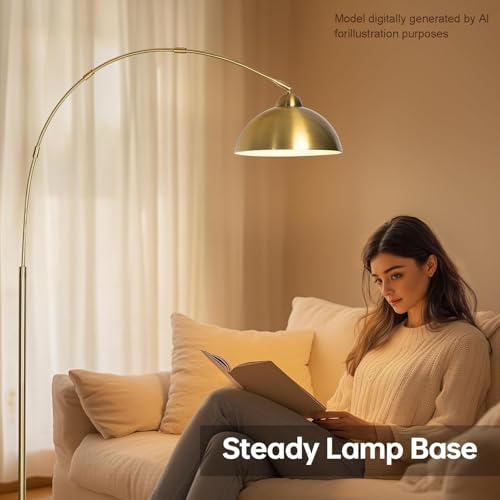 Floor Lamp with 3 Light Modes - Adjustable Dimmable Standing Lamp in Gold