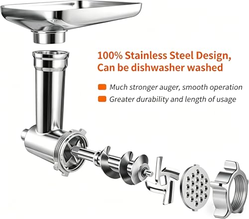 Stainless Steel Meat Grinder Attachment for KitchenAid Mixer - Dishwasher Safe