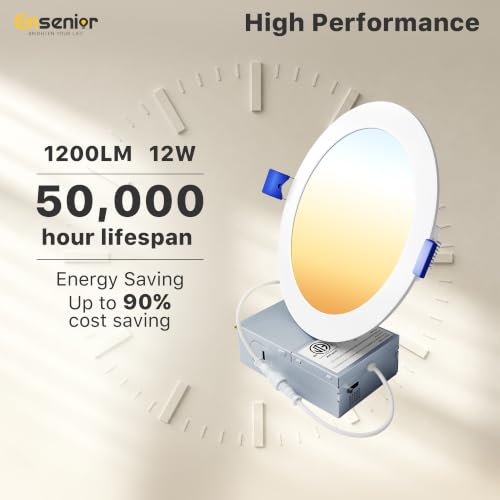 Ensenior 12 Pack 6-Inch LED Recessed Ceiling Lights with 5-CCT, 1200LM, 12W, 120V