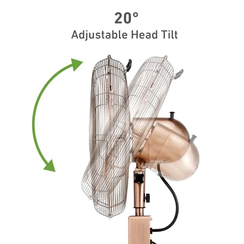 Holmes 16" Copper Digital Metal Stand Fan 3-Speed Oscillation Remote