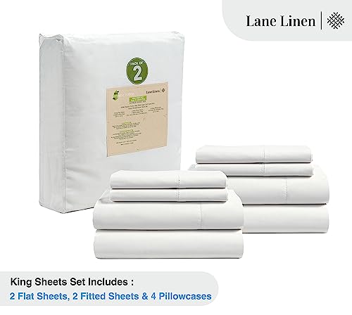 King Organic Cotton Cooling Bed Sheets Set - White, 8 Pieces - Variation of THIS listing