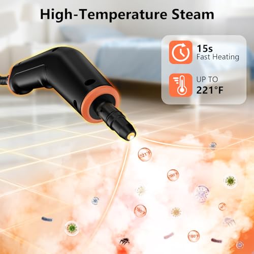 Portable Handheld Steam Cleaner with 16 Accessories - Light Orange