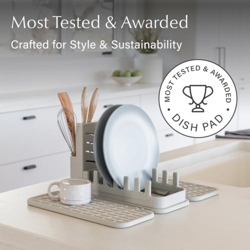 Collapsible Dish Drying Rack with Stone Dish Pad - Kitchen Counter Organizer