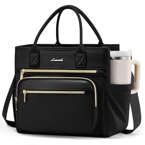 LOVEVOOK Large Insulated Lunch Bag for Women - Black, 13L Cooler Tote