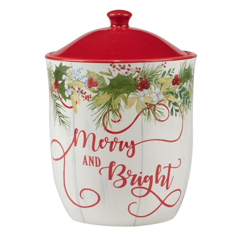 Certified International Winter Greens Ceramic Biscuit Jar with Lid