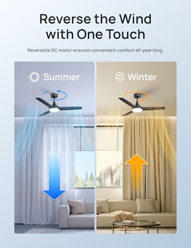 DREO Black 42-Inch Ceiling Fan with Lights, Remote, Dimmable & Reversible