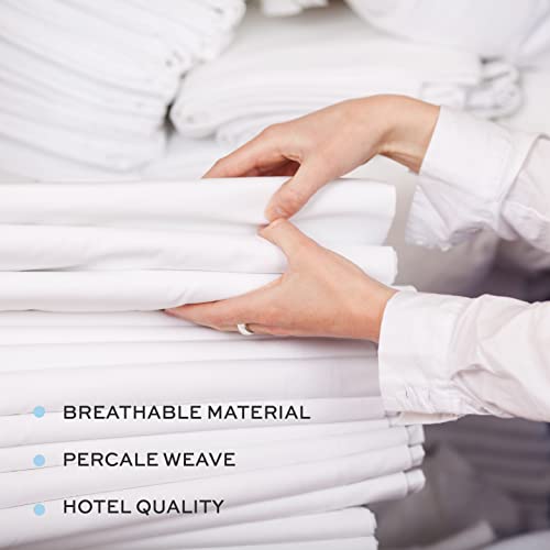Twin Flat Bed Sheets 3 Pack - 66x104 Inches White Cotton 200 Thread Count - Hospital & Hotel Quality - Variation of THIS listing