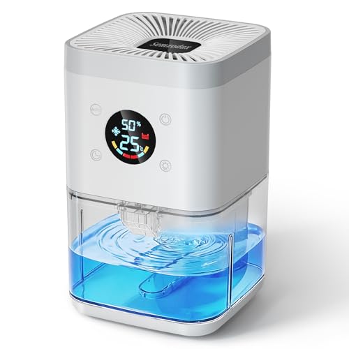 Semzodax White Small Dehumidifier 63oz Quiet Auto & Continuous Mode for Bedroom, Bathroom, Closet, RV
