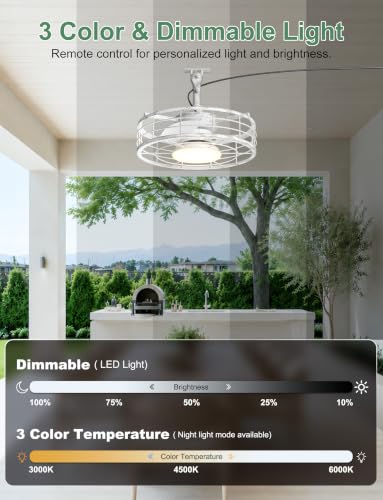 Black 16-inch Outdoor Ceiling Fan with Light & Plug-in Cord for Gazebos