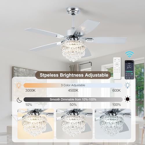 Chrome 42-Inch Ceiling Fan with Lights and Remote Control