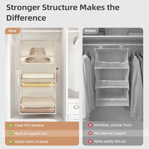Storage Maniac Beige 6-Shelf Hanging Closet Organizer - Separable & Collapsible