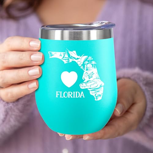 KAIRA Love Florida Mint Travel Tumbler with Lid – 12oz Stainless Steel Wine Cup