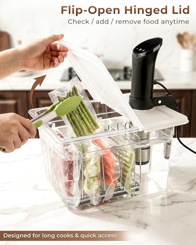 12 Quart Sous Vide Container with Collapsible Lid & Stainless Steel Rack - BPA-Free, NSF Approved, Includes Insulating Sleeve - Fits Anova & Instant Pot