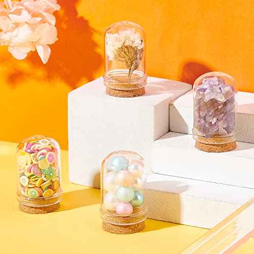 PH PandaHall 10pcs Cloche Bell Jar, Display Dome with Cork Base 8ml Mini Glass Bottles Dome Decorative Jars Display Case for Flower Storage Home Christmas Party Favor Decoration, 0.86x1.4inch