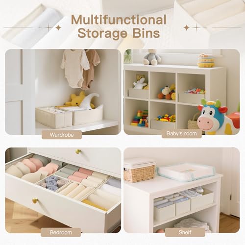 Criusia Drawer Organizer Clothes Set - Beige 24 Pack, Foldable Closet Dividers for Baby & Bedroom Storage