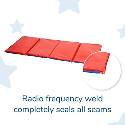 Children's Toddler Nap Mat - Waterproof Foldable 4-Section Bed for Daycare